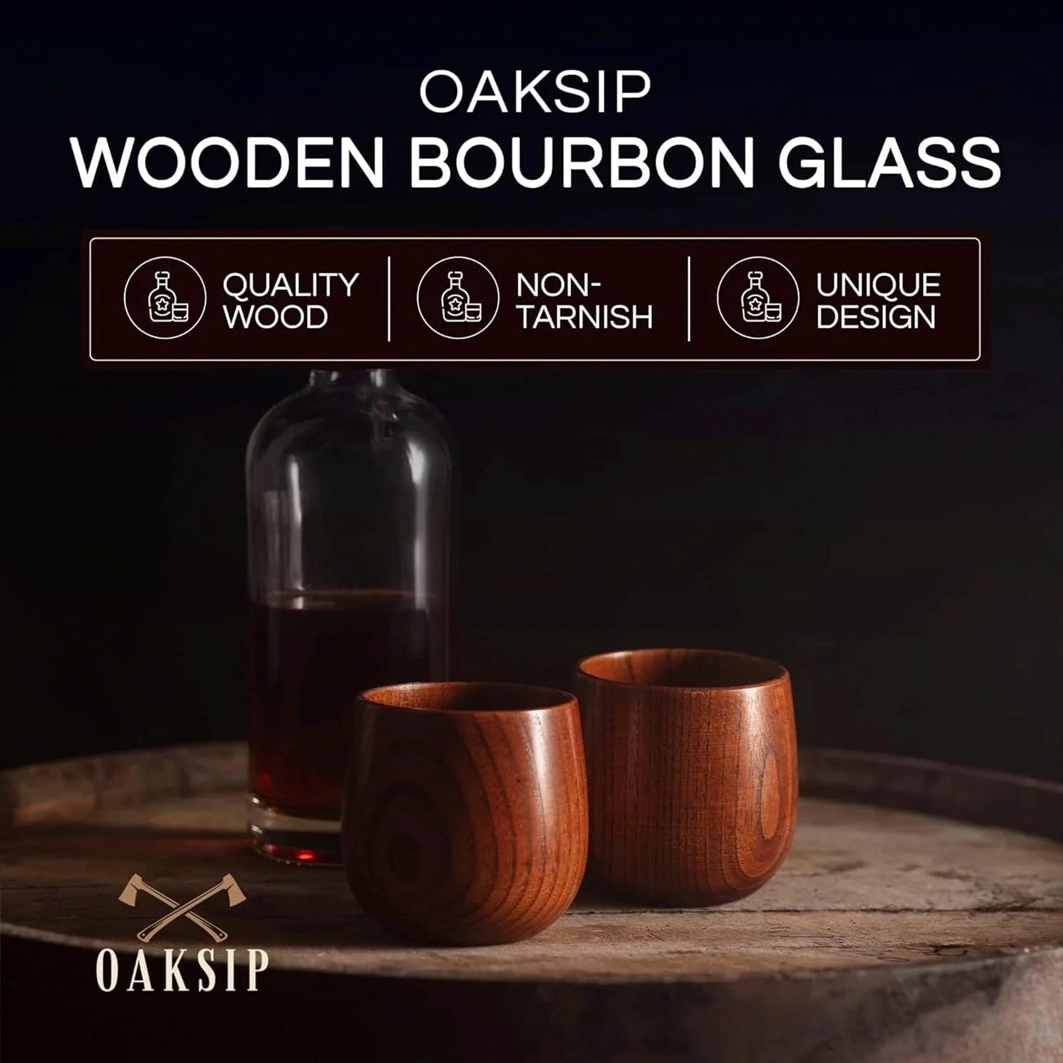 The Original Charred Wooden Bourbon Drinking Glass