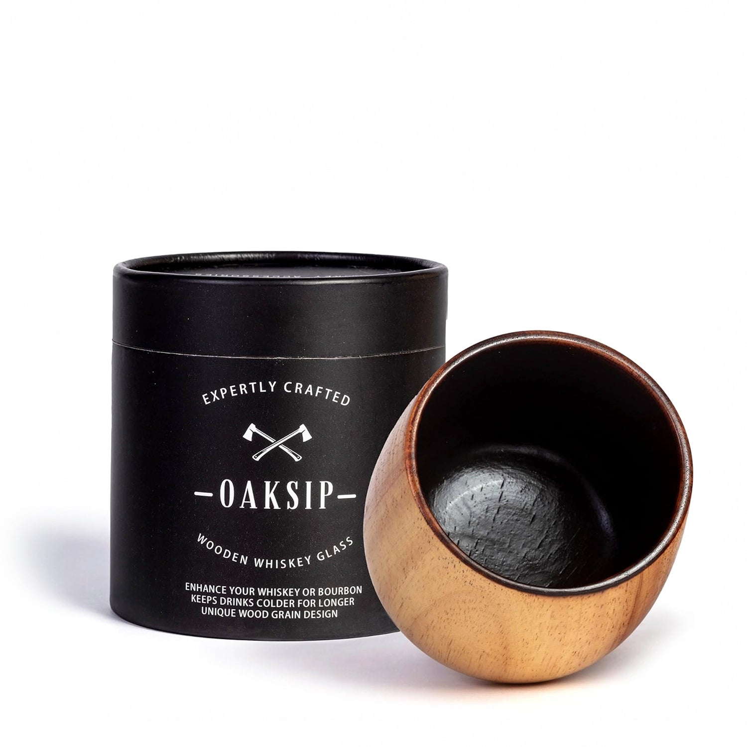 The Original Charred Wooden Bourbon Drinking Glass